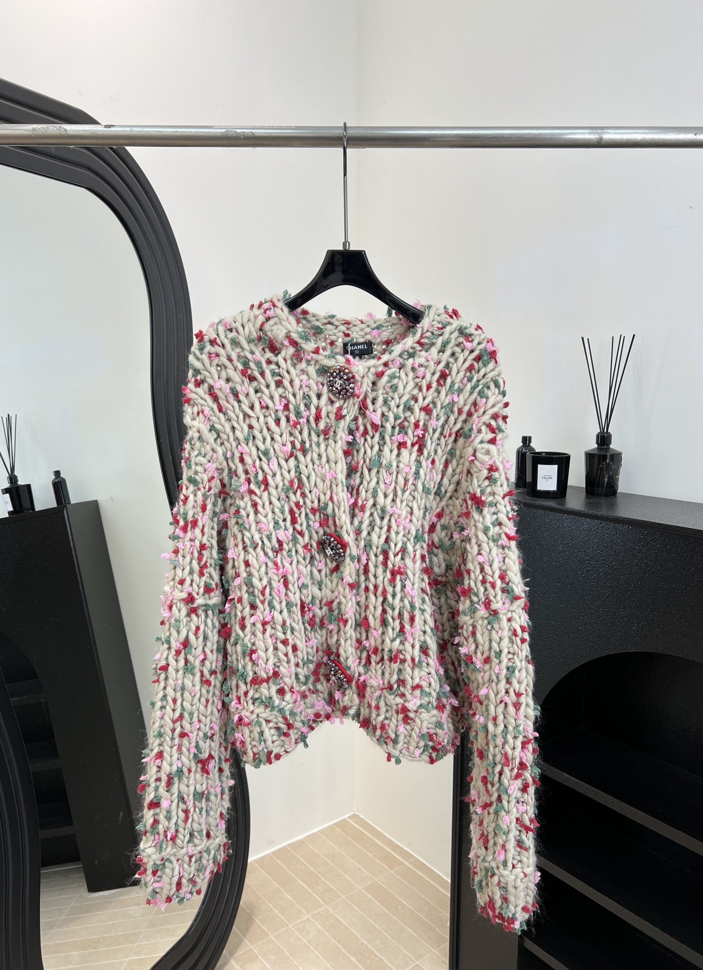 NO:626790,ChaneI's new autumn and winter style hand-knitted colorful fur coat, crocheted with thick needles, thick and warm, decorated with pink, green and blue fur balls, two large flower-shaped crystal buttons on the chest, casual fit, size S M L,,chanel,jackets & coats,alexander wang19860909ChaneI 秋冬新款 手工钩织彩色毛球外套、采用粗棒针钩织厚实又保暖、点缀粉绿蓝毛球、胸前两颗大花形水晶纽扣、休闲版型 码数S M L,,chanel,jackets & coats,alexander wang,Women's clothing