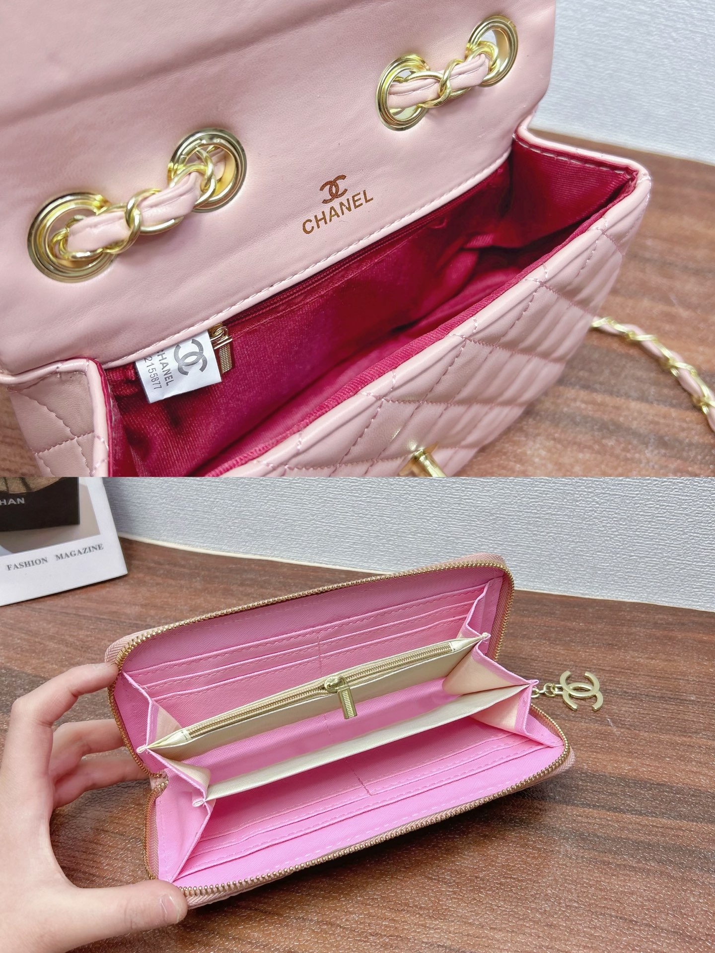P200
三件套 香奈儿 Chanel

腋下托特包+方胖子+钱包 3件套组合

尺寸：大43x29cm，中19x14cm，小20x11cm.