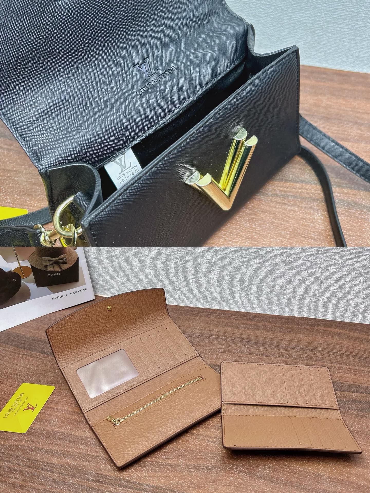 P200
三件套 LV
购物袋+手提扭扭包+钱包3件套组合

尺寸：大42x29cm，中21x16cm，小19x10cm.