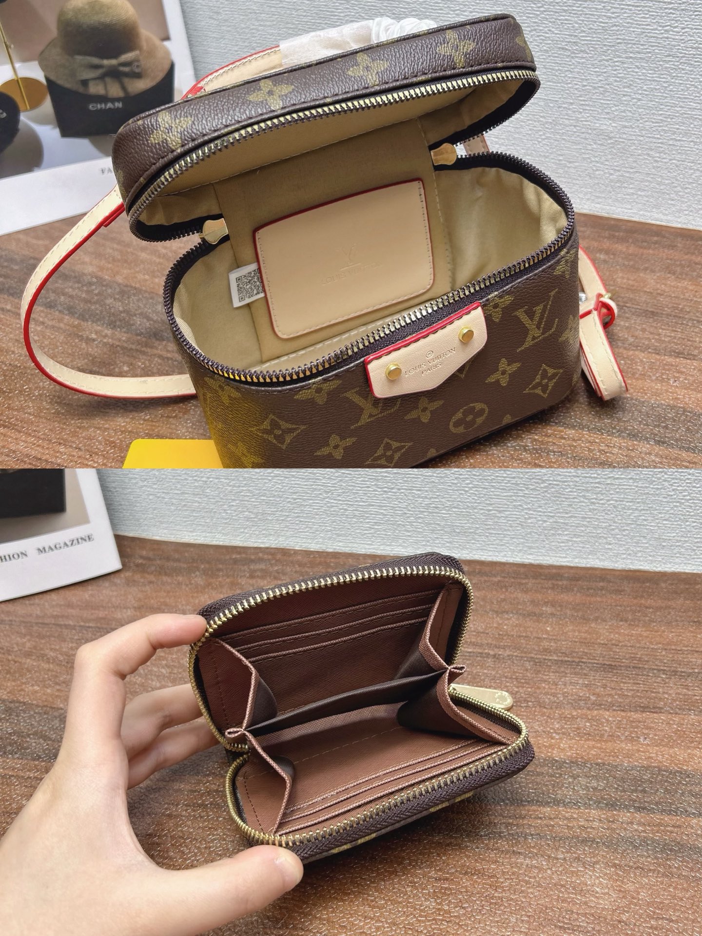 P160
三件套 lv
双肩包+化妆包+钱包 3件套组合
 
尺寸：大29x22cm，中18x13cm，小11x10cm.