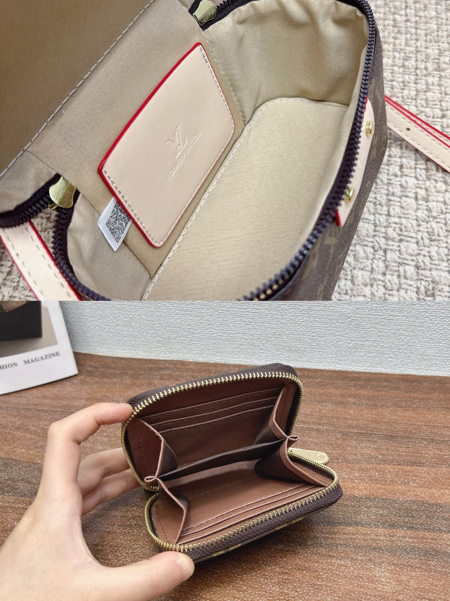 P160
三件套 lv
白皮菜篮子+化妆包+钱包 3件套组合
 
尺寸：大21x14cm，中18x13cm，小11x10cm.