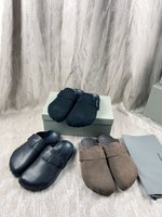 Balenciaga Shoes Slippers High-End Designer
 Black Unisex Chamois Cowhide Rubber