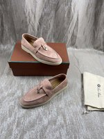 Loro Piana Skateboard Shoes Loafers Single Layer Shoes Sewing Rubber Sheepskin Fashion Low Tops