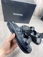 Highest Product Quality
 Chanel Shoes Sandals Slippers Lychee Pattern Gold Hardware Cowhide Genuine Leather Lambskin Patent Resin Sheepskin Spring/Summer Collection Beach