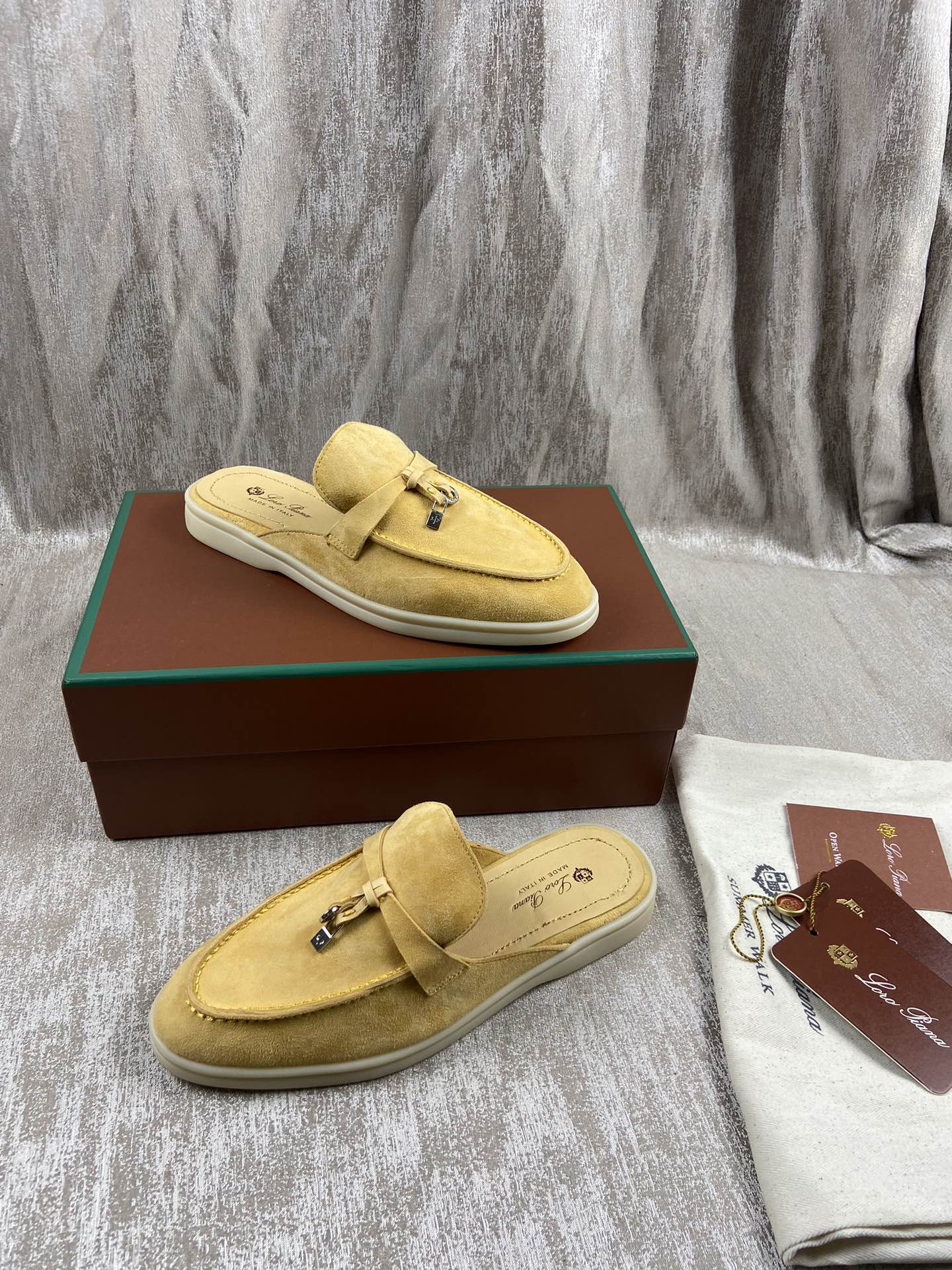 Loro Piana Shoes Half Slippers Sewing Chamois Rubber Sheepskin Fashion