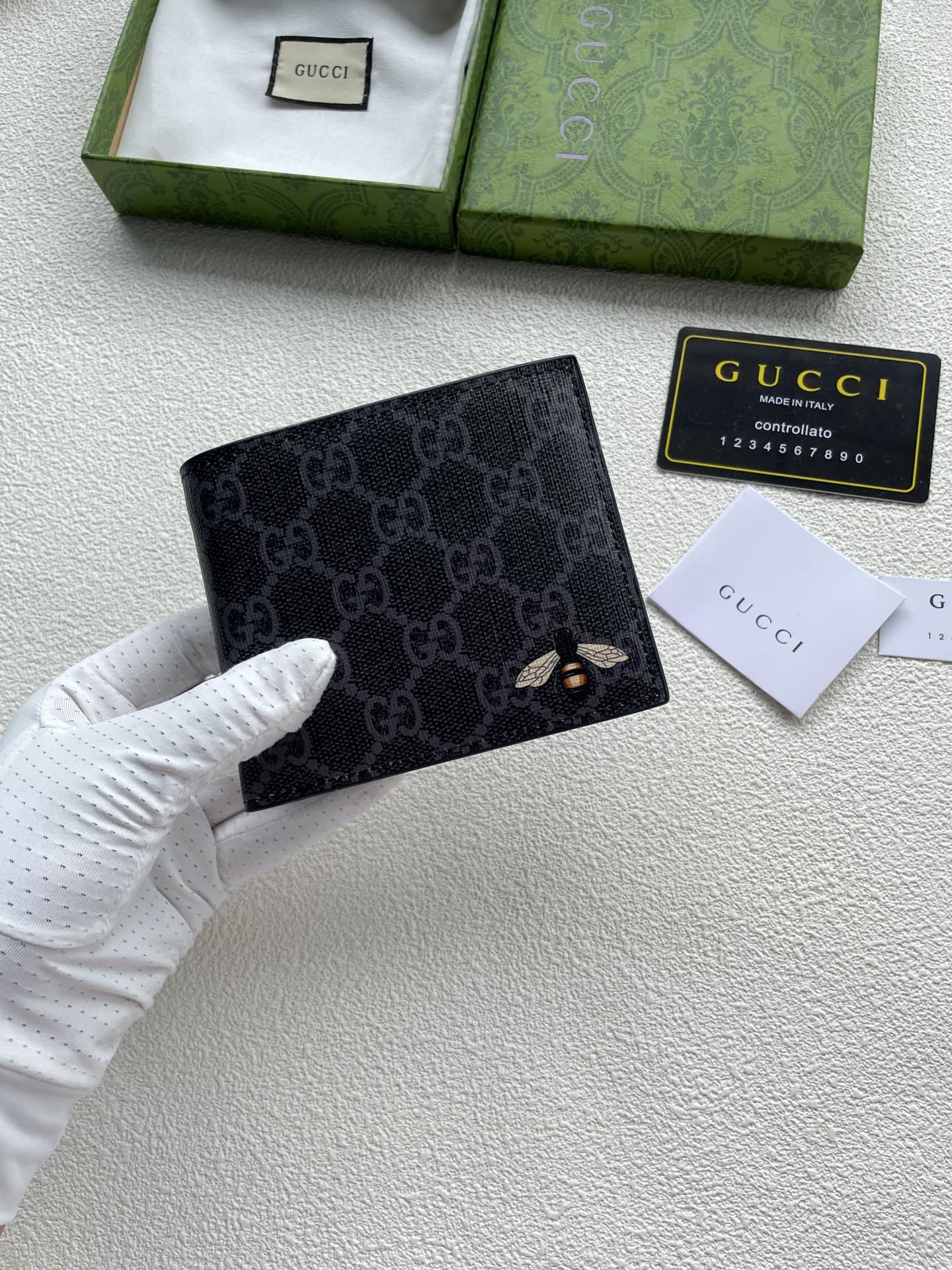 Gucci Alto
 Monederos Negro Color café Impresión Cloruro de polivinilo