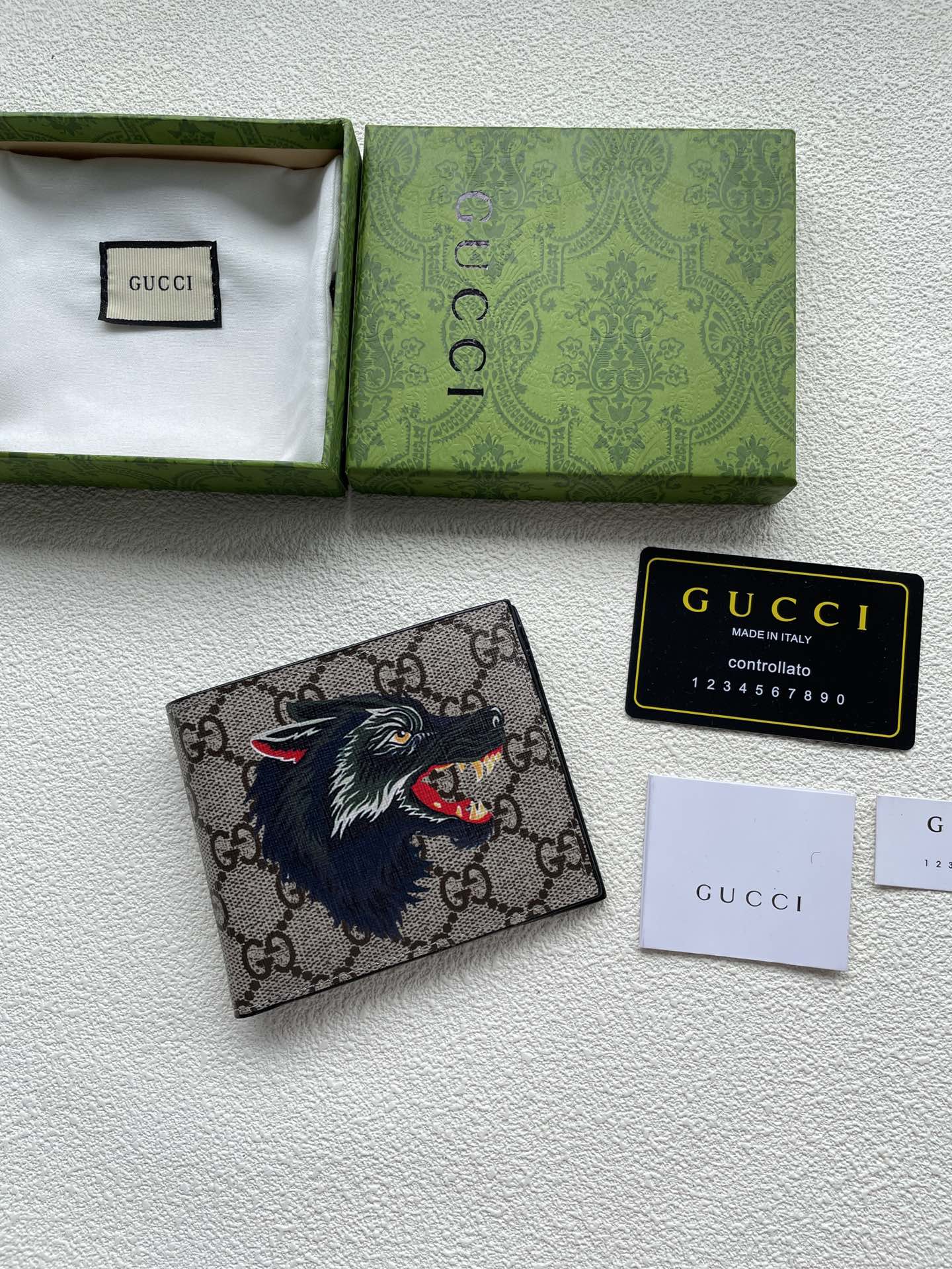 Gucci Monederos Negro Color café Impresión Cloruro de polivinilo