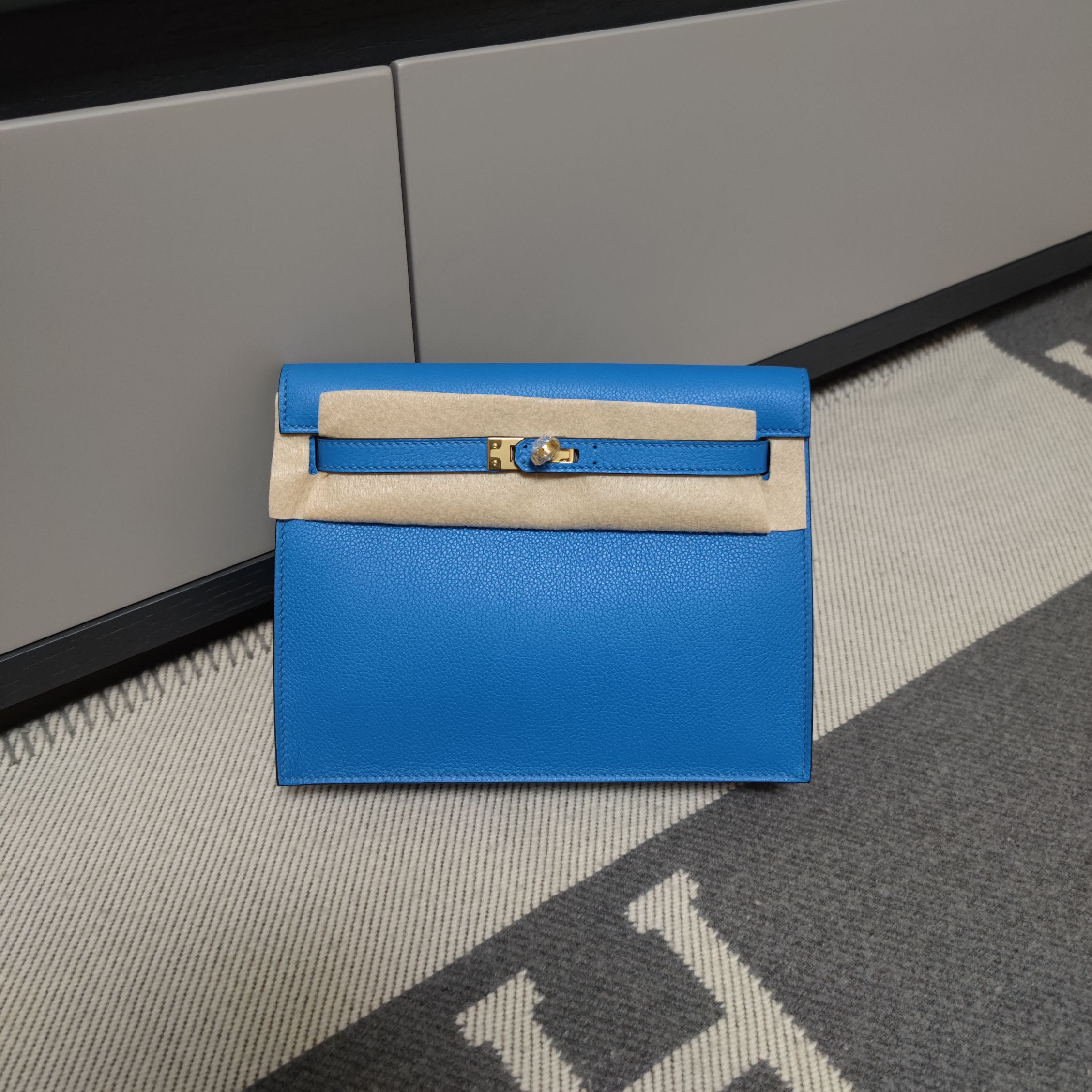 Hermes Kelly Bolsos de mano Bolsos cruzados y bandoleras Azul Hardware plateado