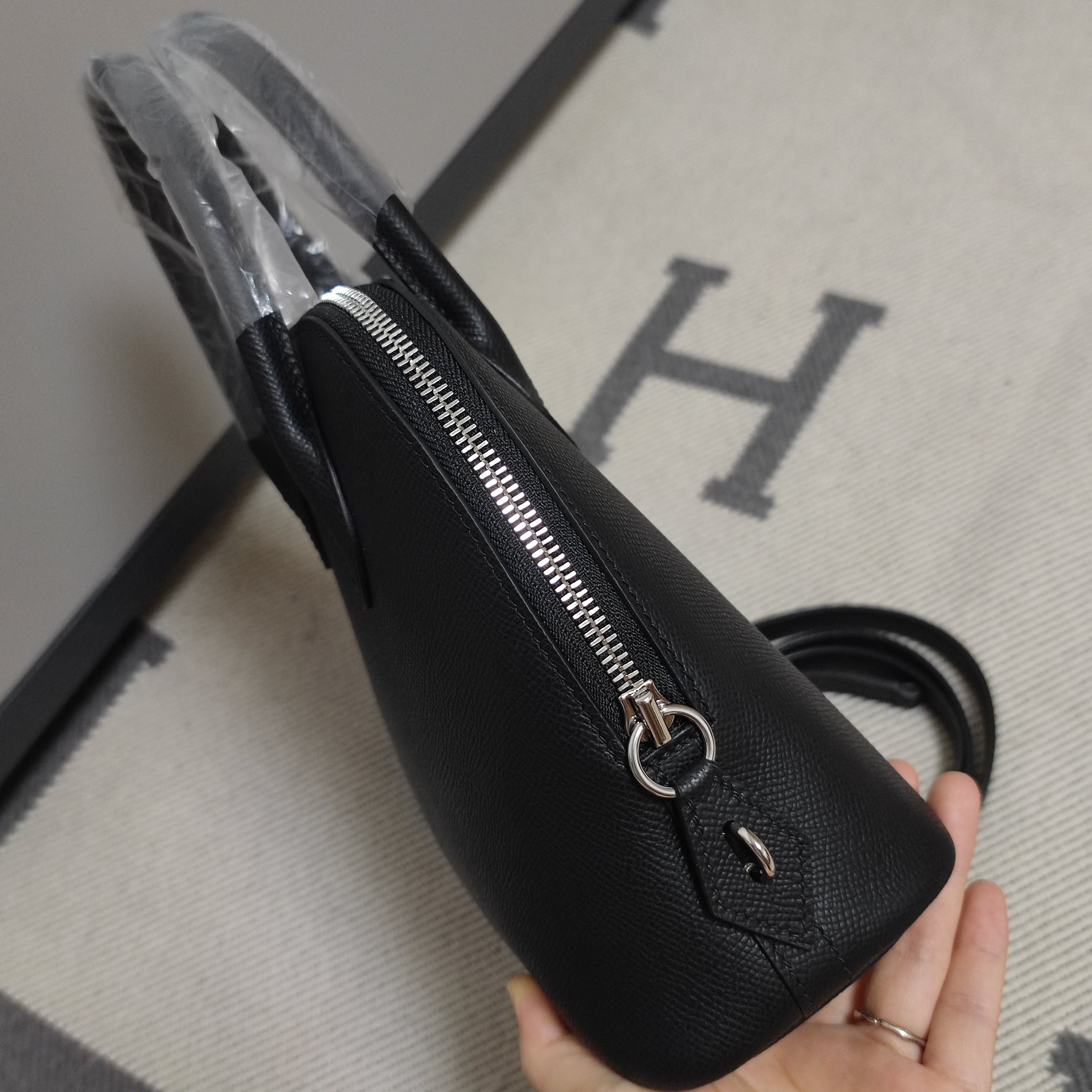 Bolide 25cm Black Epsom Leather Handbag with Silver Hardware 3 a1728399712508 5442