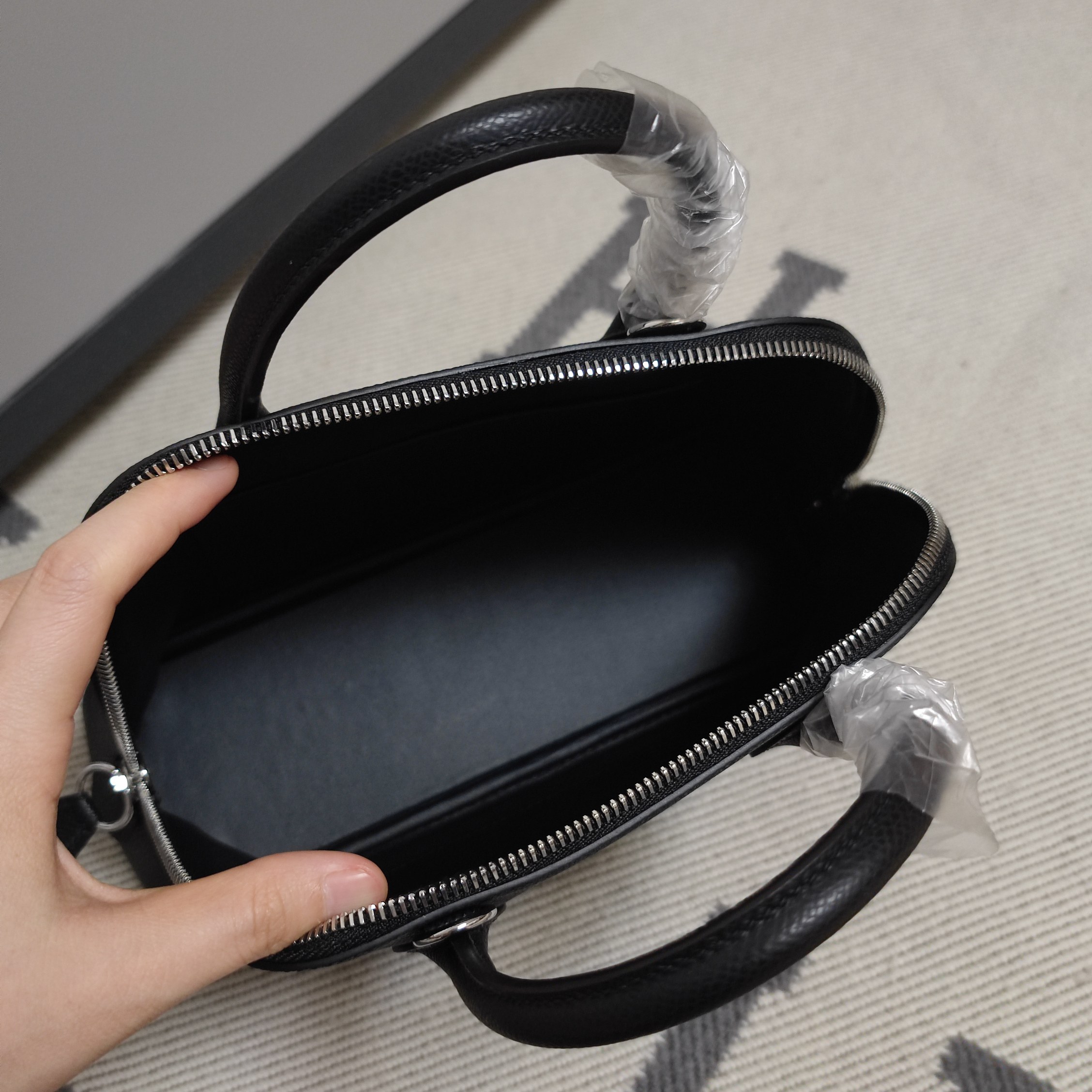 Bolide 25cm Black Epsom Leather Handbag with Silver Hardware 9 a1728399718931 2273
