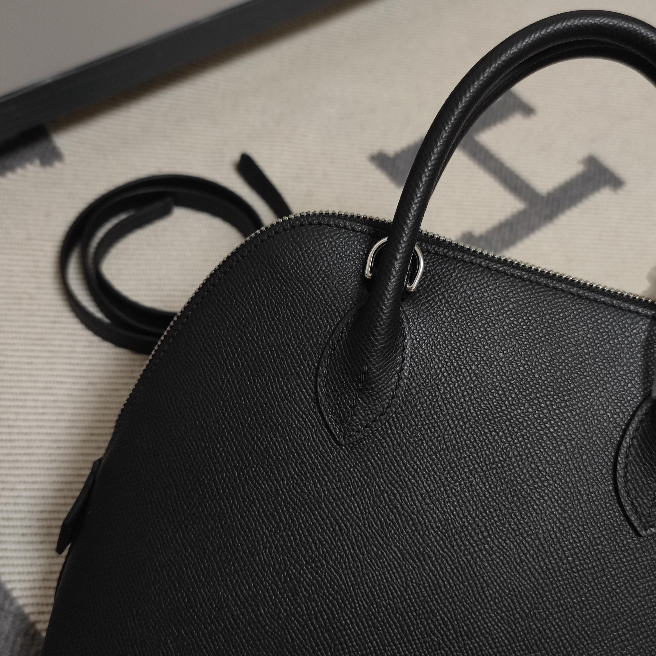 Bolide 25cm Black Epsom Leather Handbag with Silver Hardware 7 a1728399719001 7438