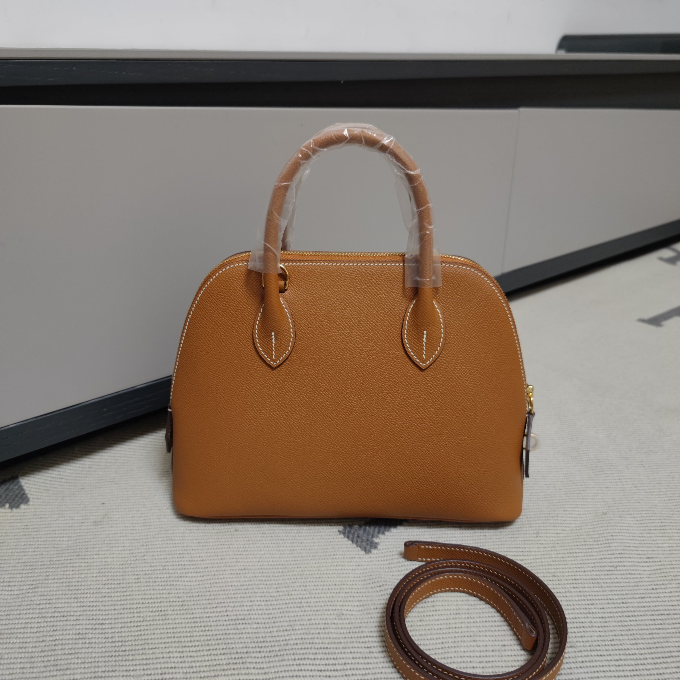 Bolide 25cm Epsom Leather Satchel Bag - Gold Hardware, Gold Brown 2 a1728403084152 0248