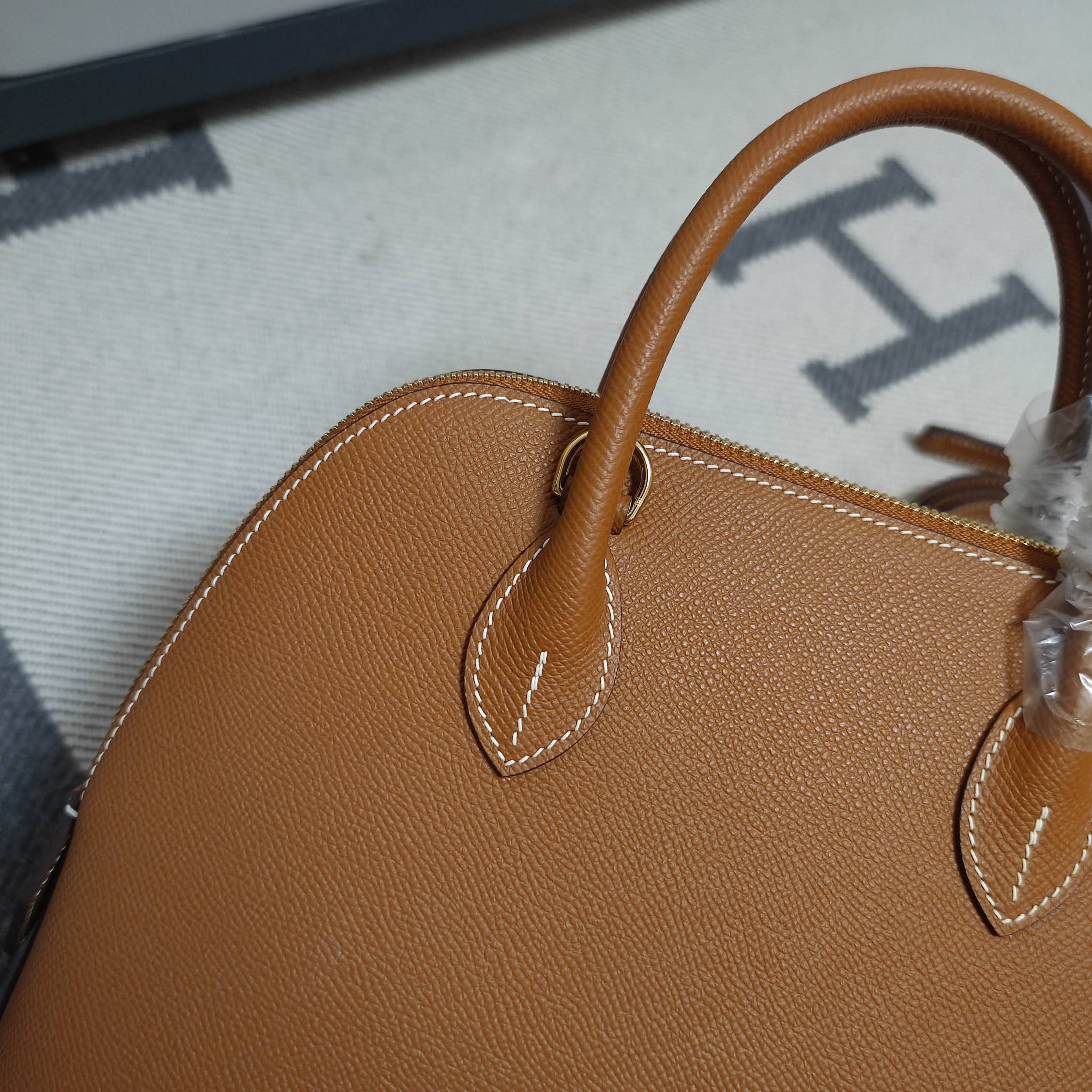 Bolide 25cm Epsom Leather Satchel Bag - Gold Hardware, Gold Brown 3 a1728403084481 1740