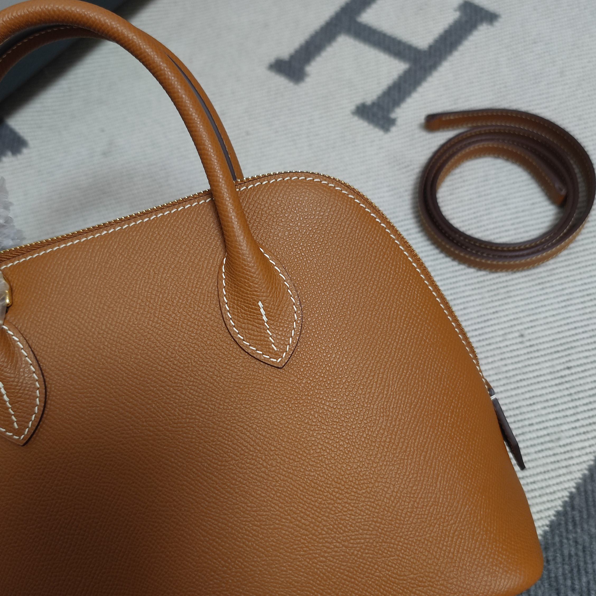 Bolide 25cm Epsom Leather Satchel Bag - Gold Hardware, Gold Brown 4 a1728403084675 0707