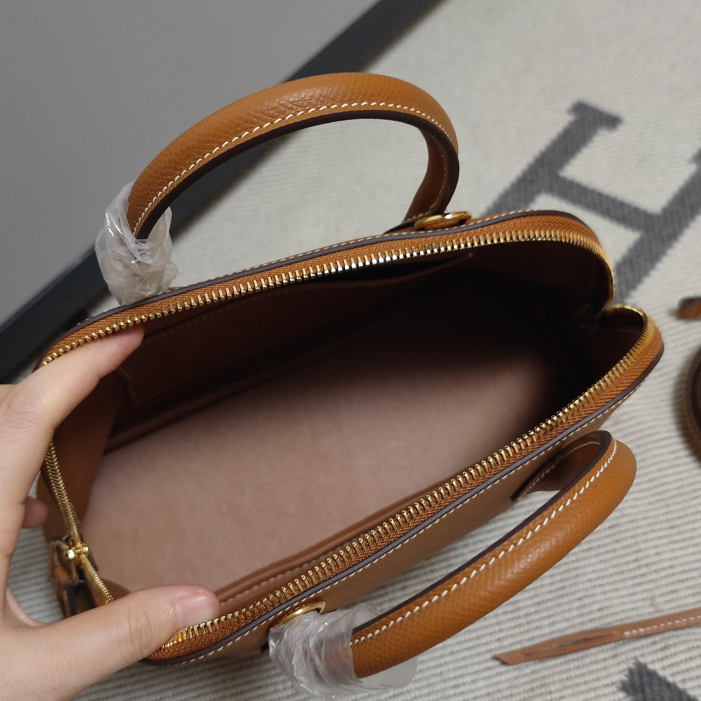 Bolide 25cm Epsom Leather Satchel Bag - Gold Hardware, Gold Brown 9 a1728403090813 1224