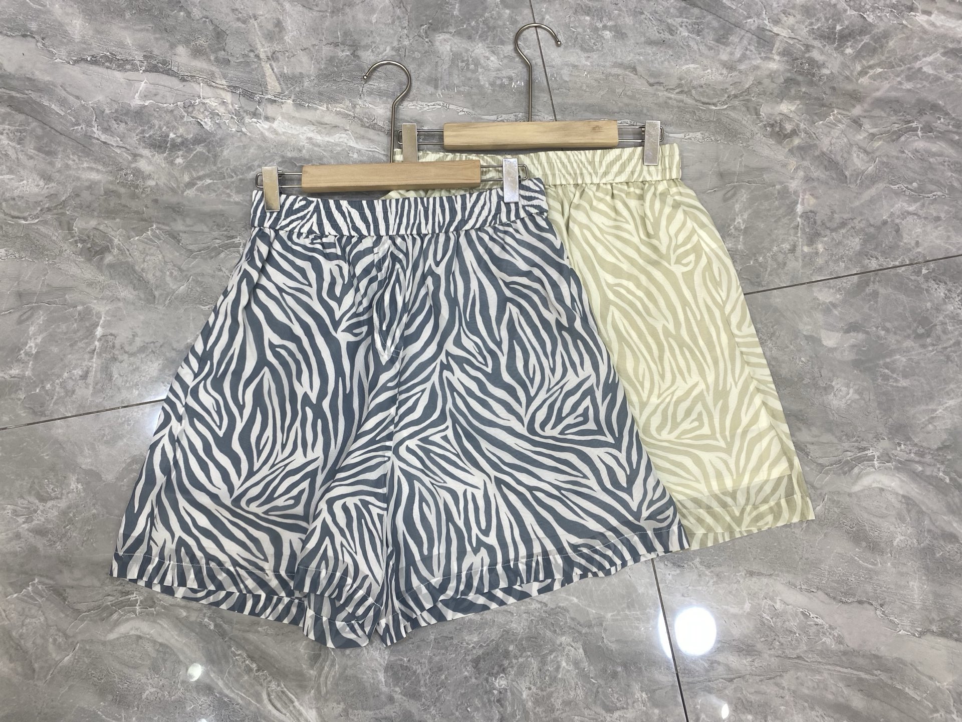 “Serene One-Size-Fits-All Female Suit with Real Silk-Printed Shorts in Blue and Green”