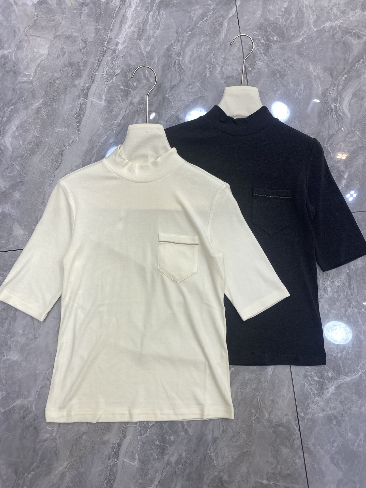 “Versatile P587 Dress: Silk Blend with Semi-High-Collar Shirt, Almond Dark Grey” - 图片 1