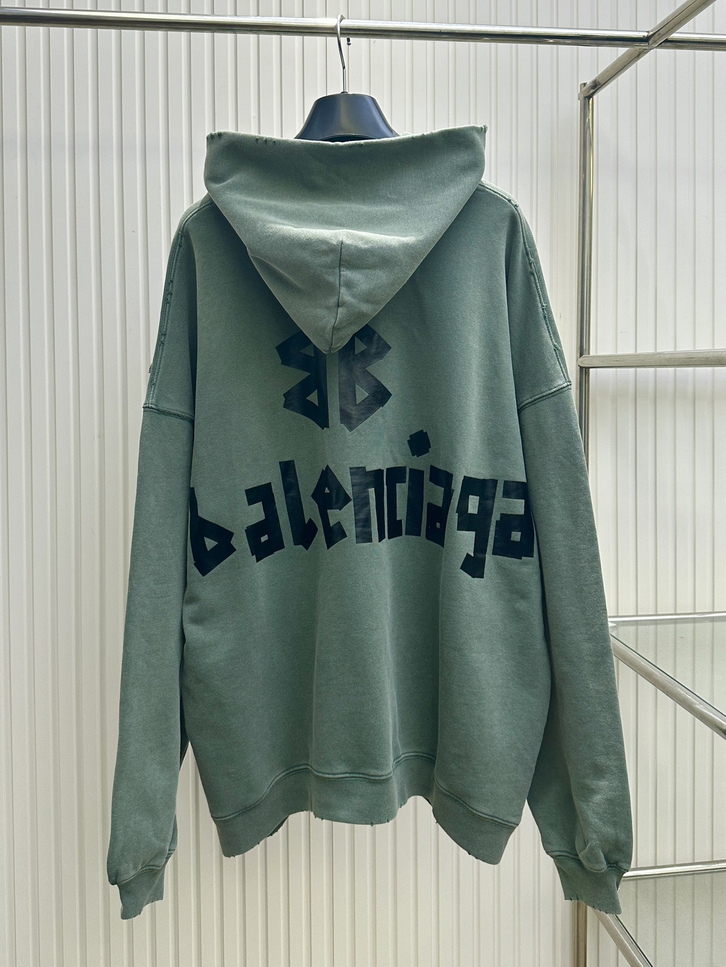Balenciaga Bale巴黎绿色美纹纸胶带连帽卫衣