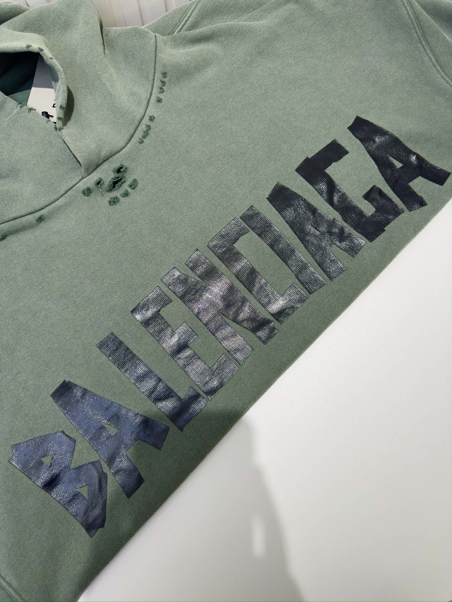 Balenciaga Bale巴黎绿色美纹纸胶带连帽卫衣