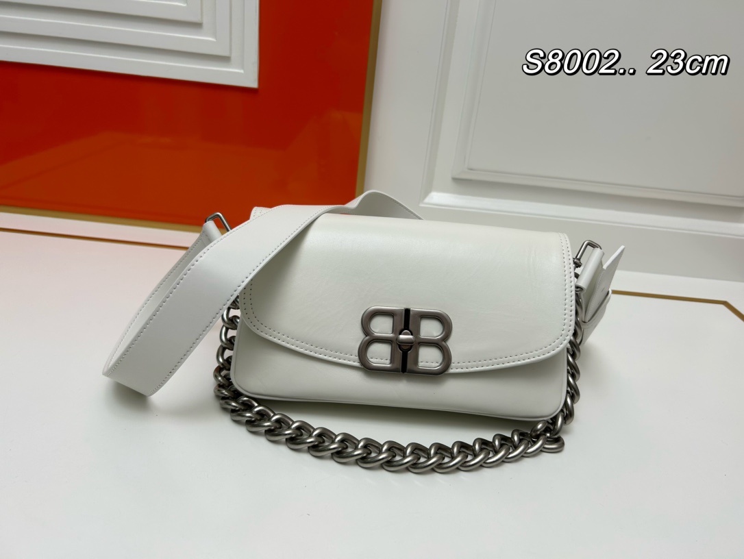 Balenciaga Crossbody & Shoulder Bags Black White Unisex Cowhide Casual