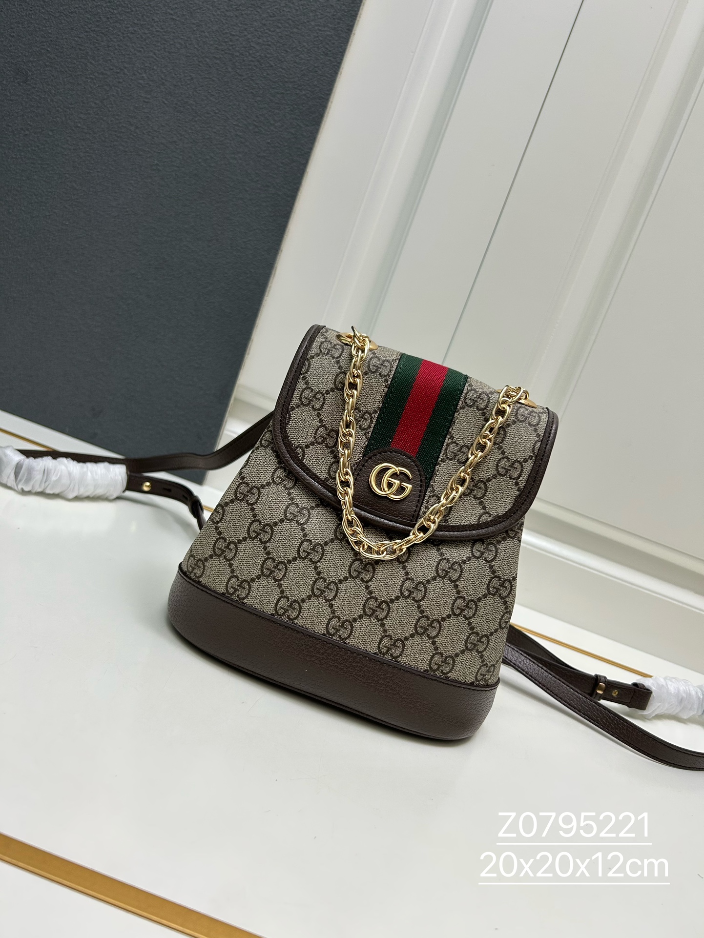 Gucci GG Supreme Bags Backpack Beige Brown Gold Green Red White Canvas Cotton PVC Mini Z0795221