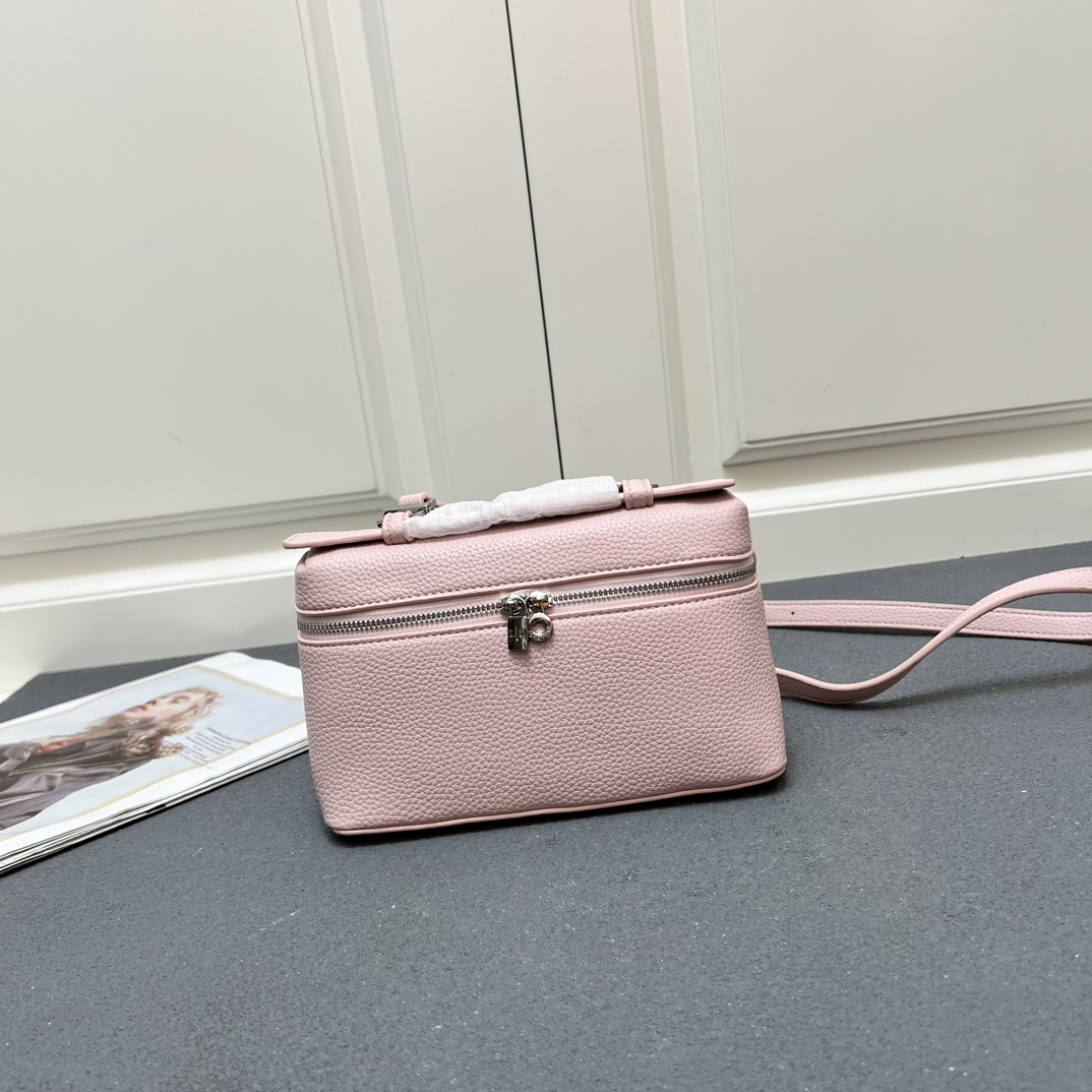 Elegant Pink Leather Lunch Box Bag with Shoulder Strap - 19.5x6.5x12cm 2 i1740370110 3239 3