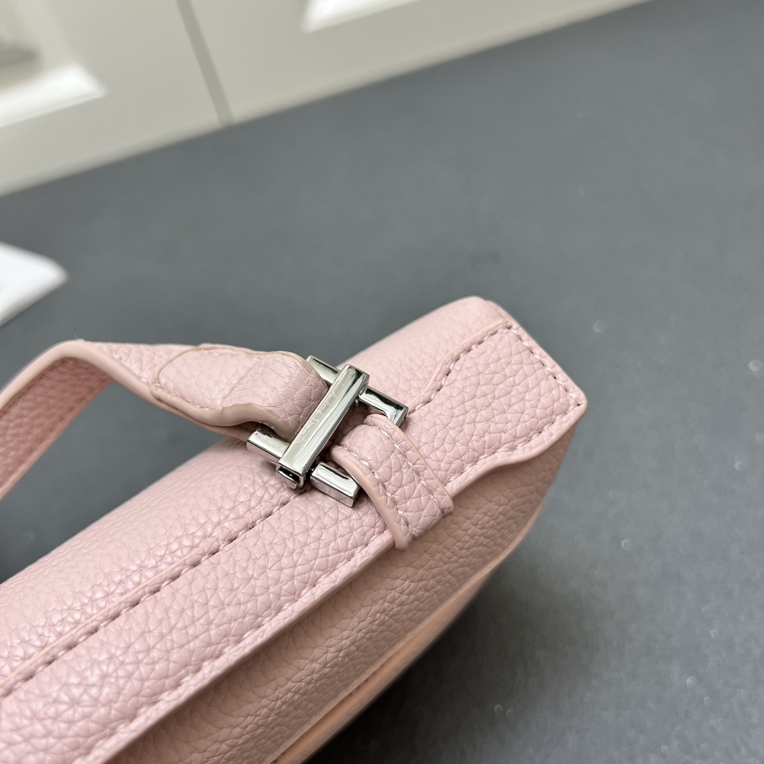 Elegant Pink Leather Lunch Box Bag with Shoulder Strap - 19.5x6.5x12cm 7 i1740370110 3899 4