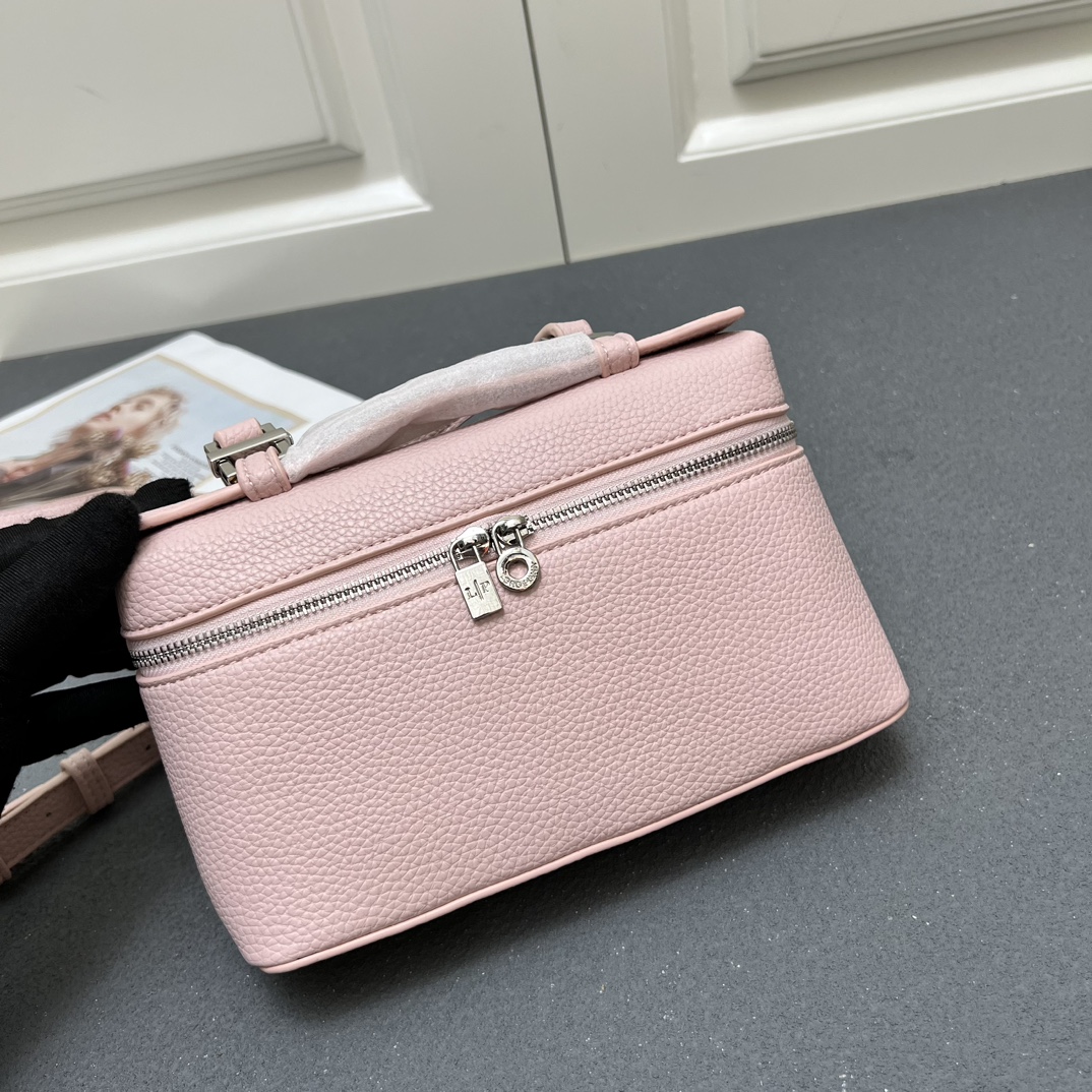 Elegant Pink Leather Lunch Box Bag with Shoulder Strap - 19.5x6.5x12cm 5 i1740370110 4050 0