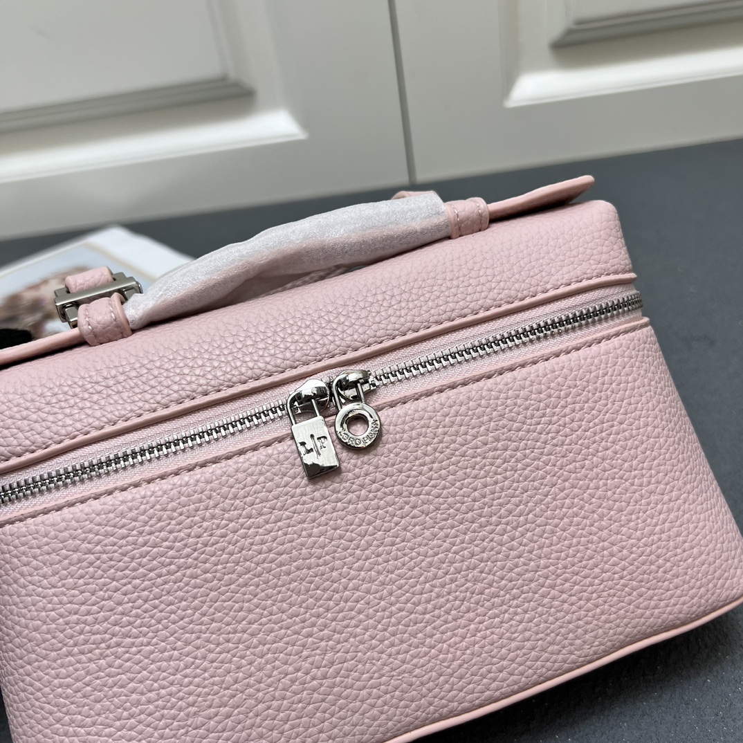 Elegant Pink Leather Lunch Box Bag with Shoulder Strap - 19.5x6.5x12cm 6 i1740370110 5048 8