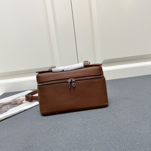 Elegant Leather Lunch Box Bag, Top-Handle Satchel, Brown, 19.5 x 12cm 1 Elegant Leather Lunch Box Bag, Top-Handle Satchel, Brown, 19.5 x 12cm