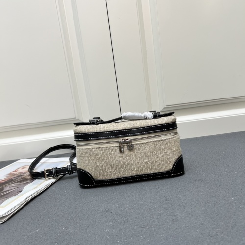 Canvas & Leather Trim Lunch Box Bag, Top Handle Crossbody Bag for Women 1 Canvas & Leather Trim Lunch Box Bag, Top Handle Crossbody Bag for Women