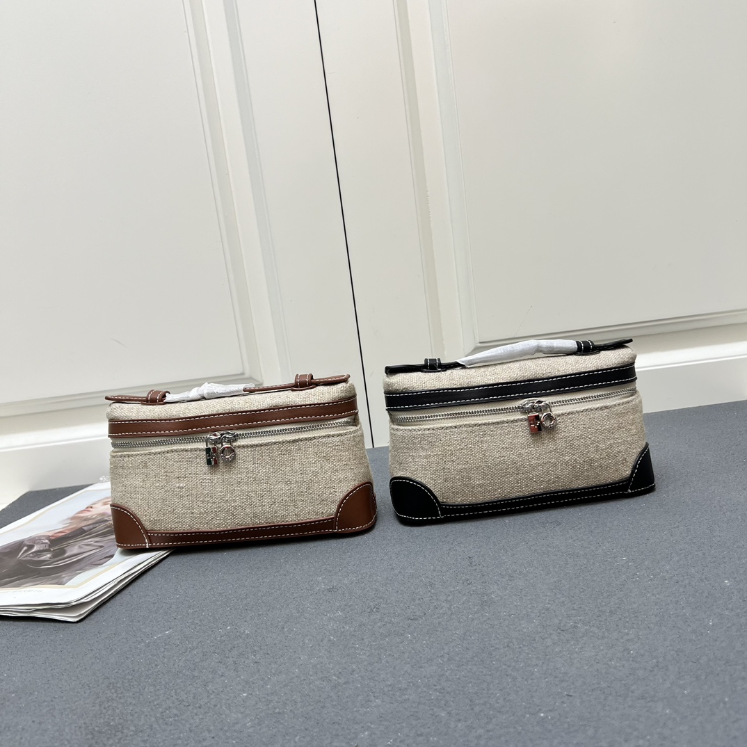 Canvas & Leather Lunch Box Bag with Shoulder Strap, 19.5cm 2 i1740370255 1988 0