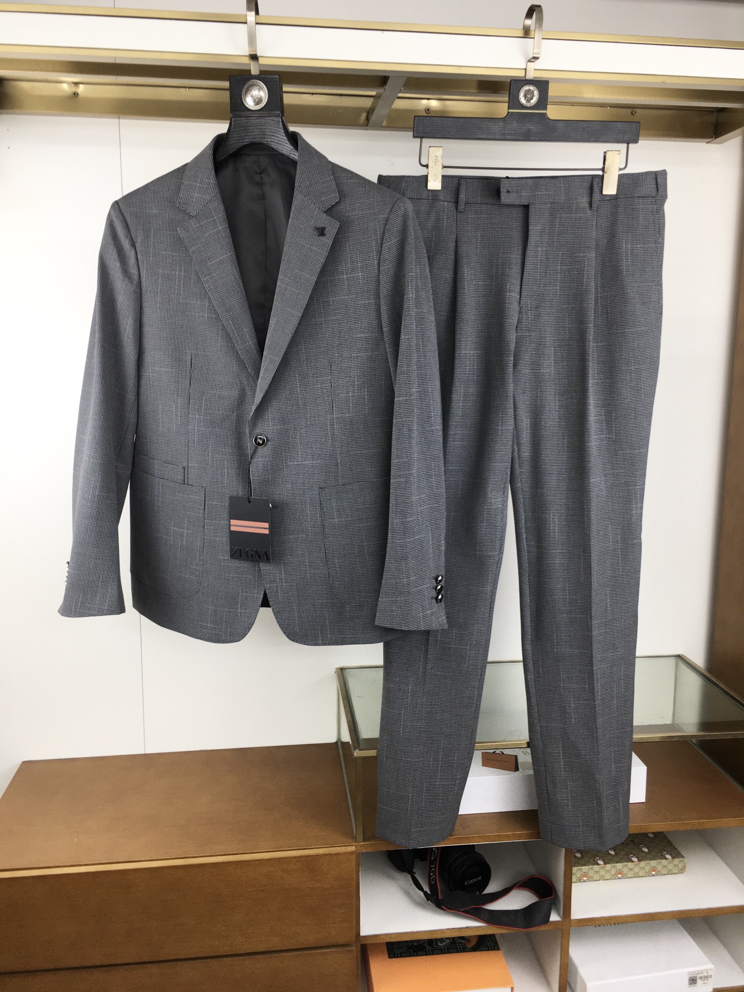 Zegna Kleding Trainingspak Grijs Platina Wit Naaien Mannen Wol