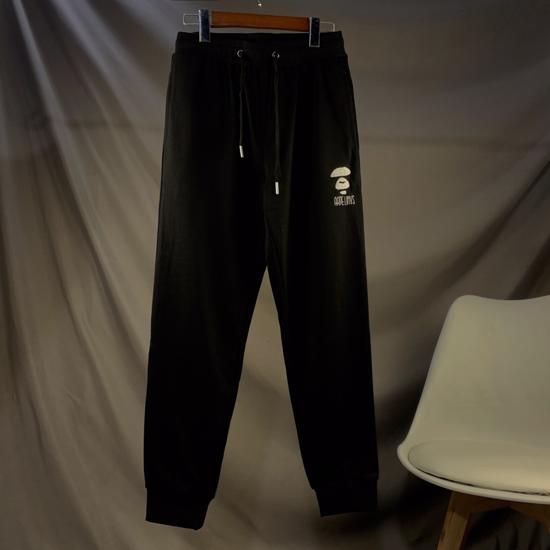 Aape Clothing Pants & Trousers Black Embroidery Unisex Men Casual