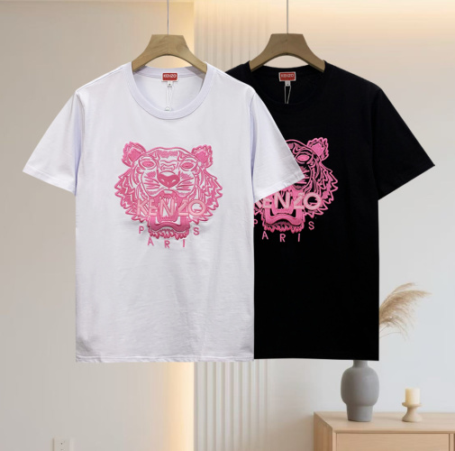 Kenzo Tiger Embroidered Short Sleeve T-Shirt, Premium Cotton Blend 1 Kenzo Tiger Embroidered Short Sleeve T-Shirt, Premium Cotton Blend