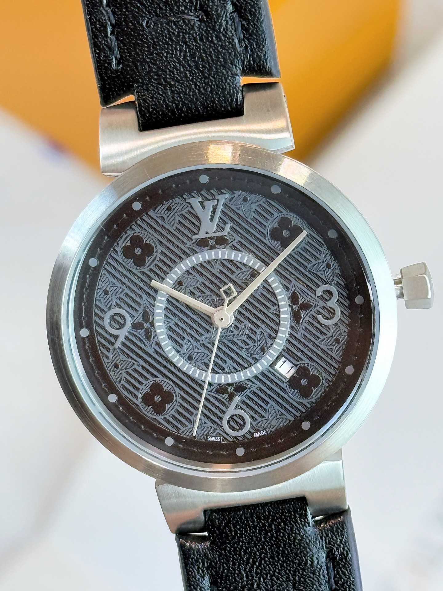 Louis Vuitton Tambour Slim Watch, 34mm Stainless Steel Case & Black Leather Strap 3 i1757491895060 8758 0 2