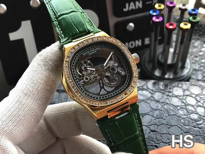 Patek Philippe Nautilus Men's Watch - Skeleton Dial, Green Leather Band 1 Patek Philippe Nautilus Men's Watch - Skeleton Dial, Green Leather Band