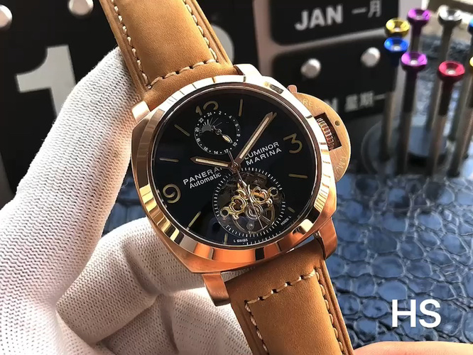 Panerai Men's Automatic Mechanical Watch with Leather Band, 45mm 1 Panerai Men's Automatic Mechanical Watch with Leather Band, 45mm