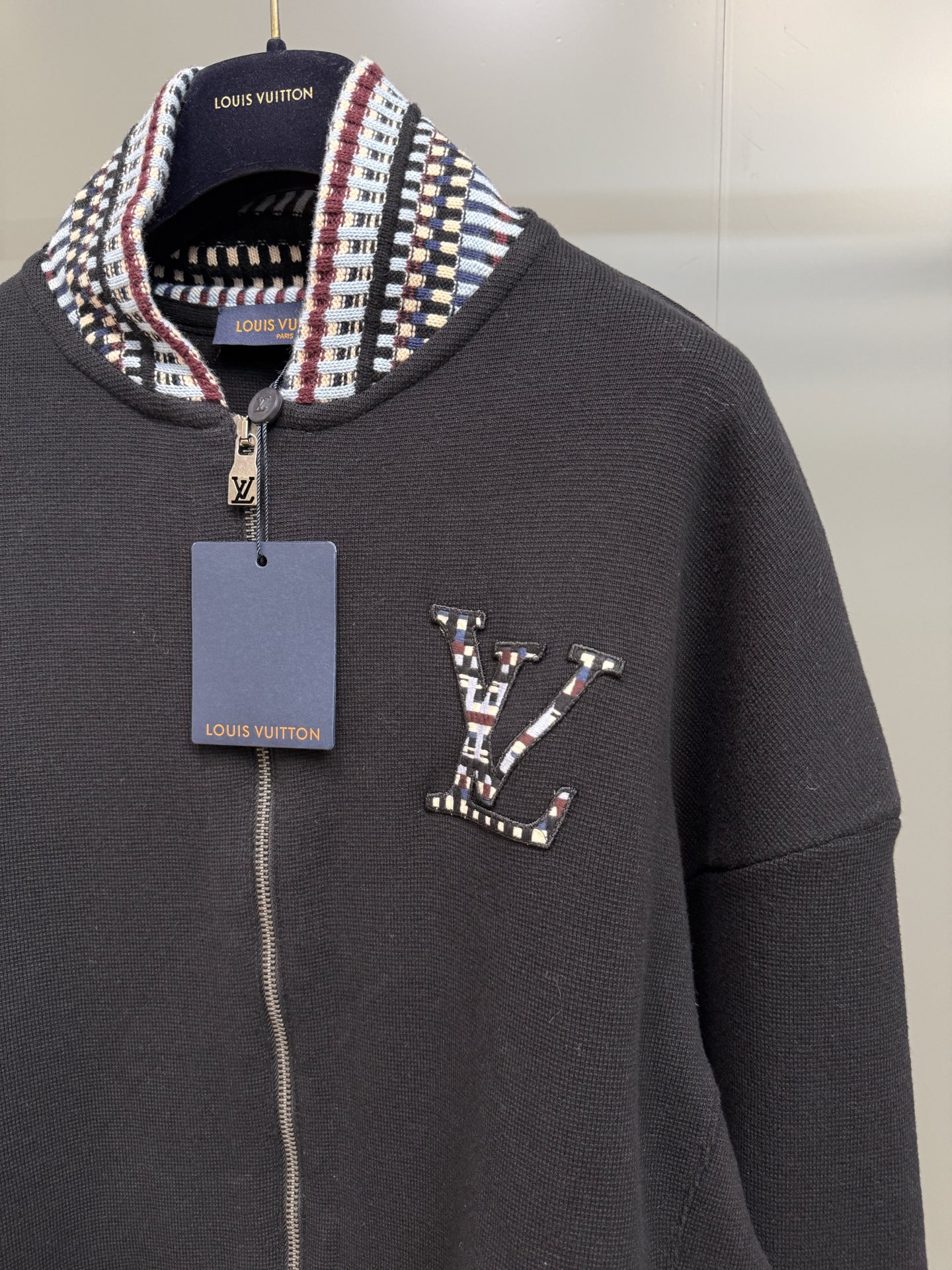 Louis Vuitton Black Cotton Knit Bomber Jacket with LV Embroidered Patch 5 i1755566064253 3705 0 5