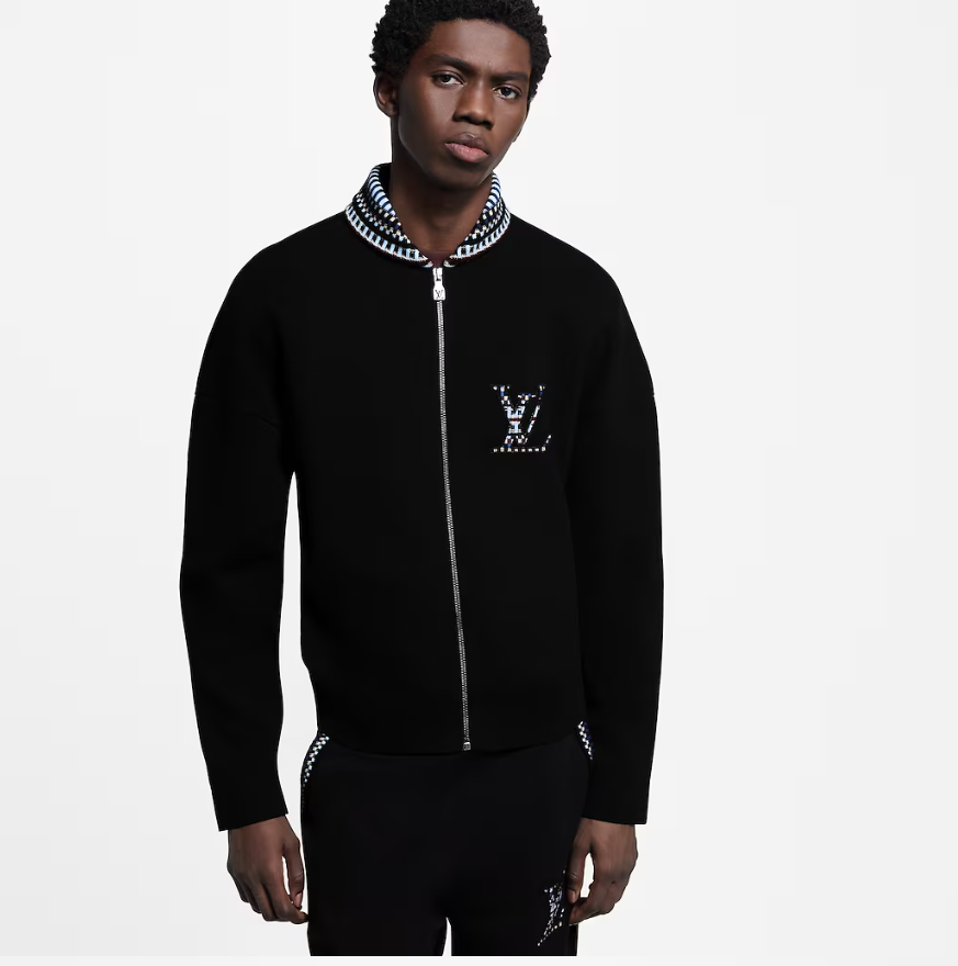 Louis Vuitton Black Cotton Knit Bomber Jacket with Embroidered Logo 3 i1755595849846 1028 0 1