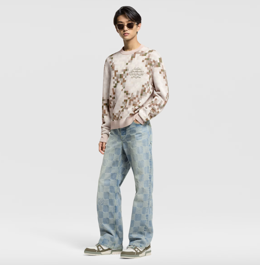 Louis Vuitton Snakoflage Jacquard Cotton Crewneck Sweater in Beige 13 i1755596047801 5485 0 3