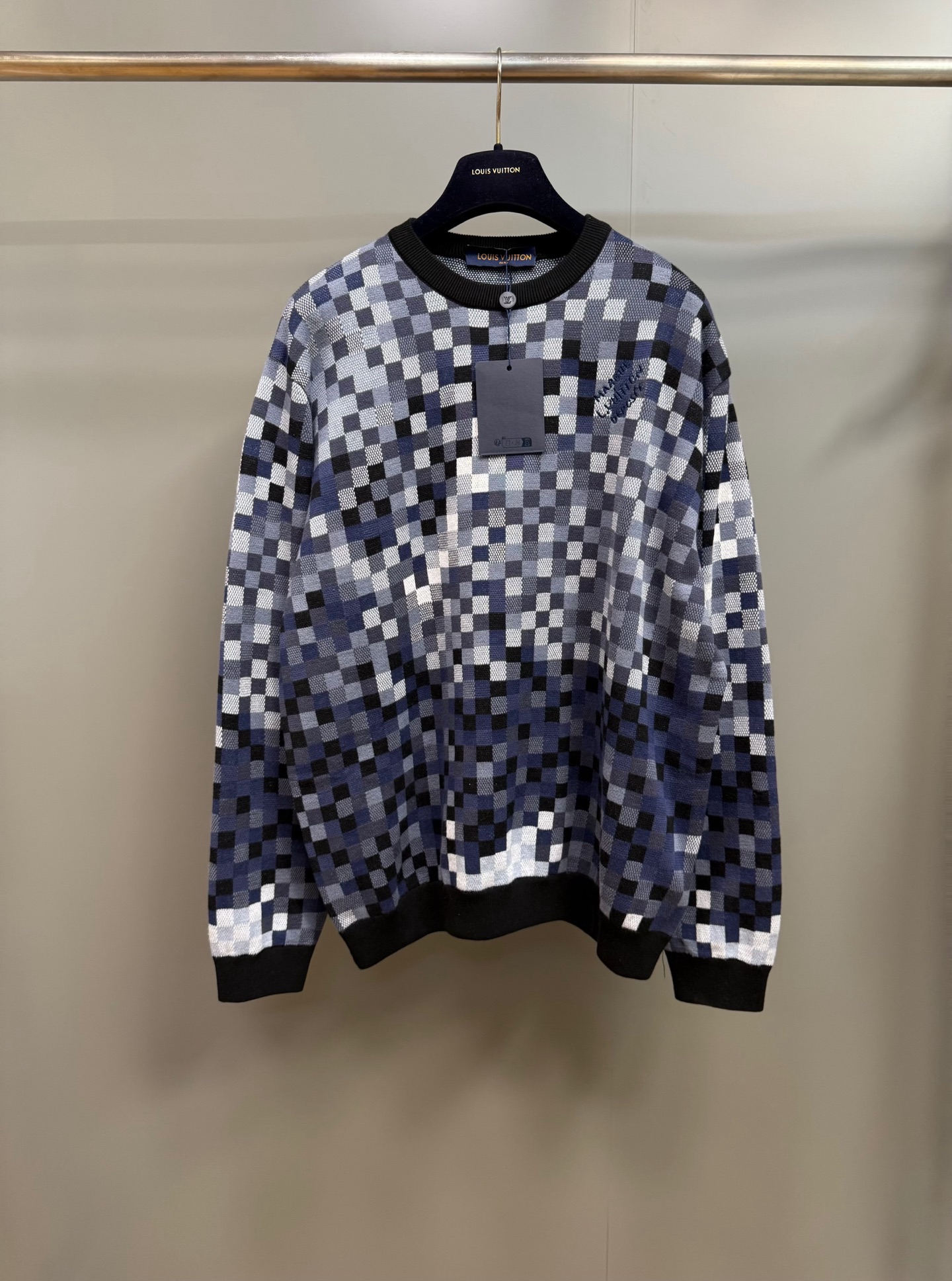 Louis Vuitton Damier Jacquard Cotton Sweater, Long Sleeve Pullover 2 i1755606394256 5597 0 1