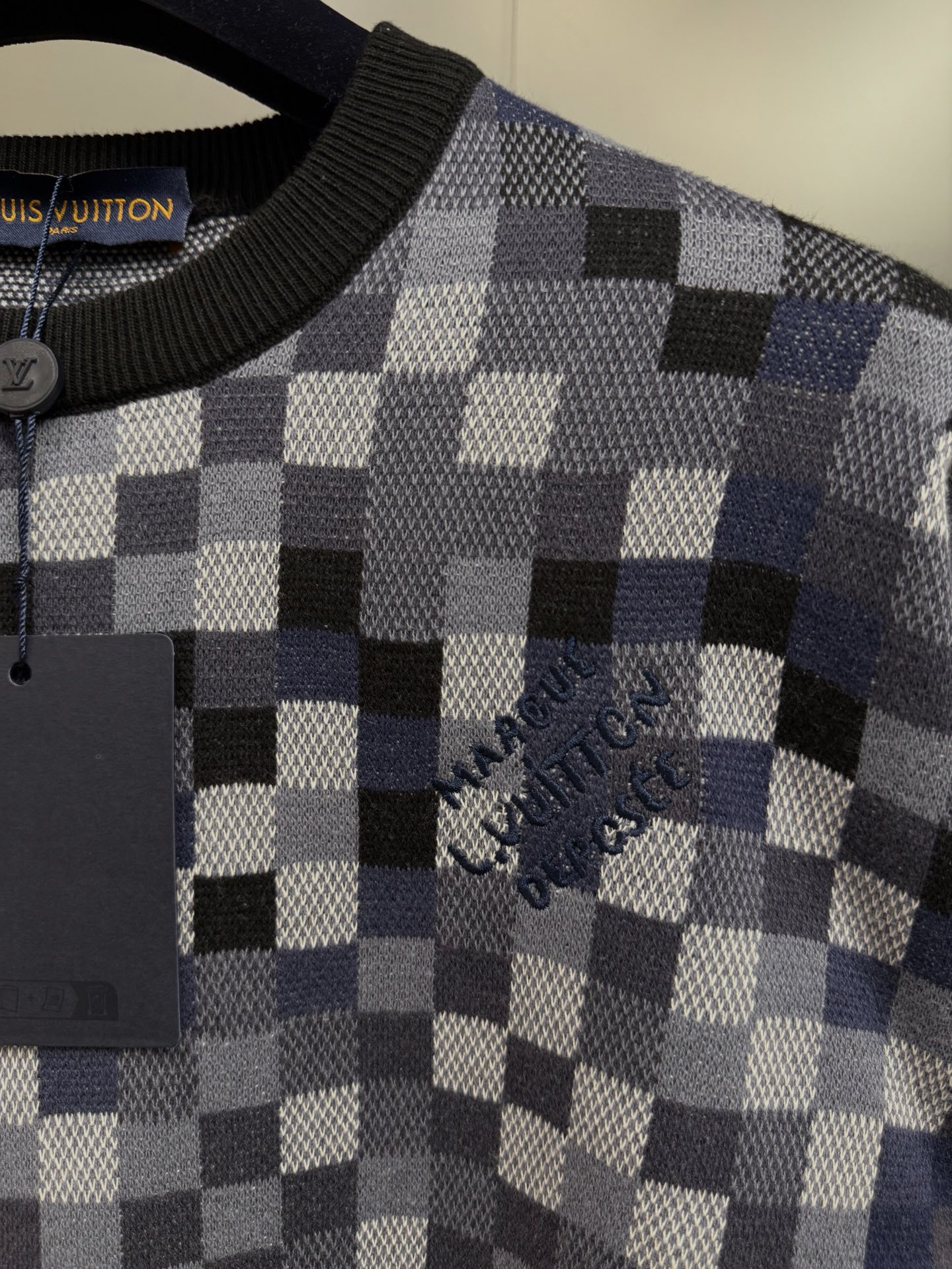 Louis Vuitton Damier Jacquard Cotton Sweater, Long Sleeve Pullover 5 i1755606413159 1618 0 3