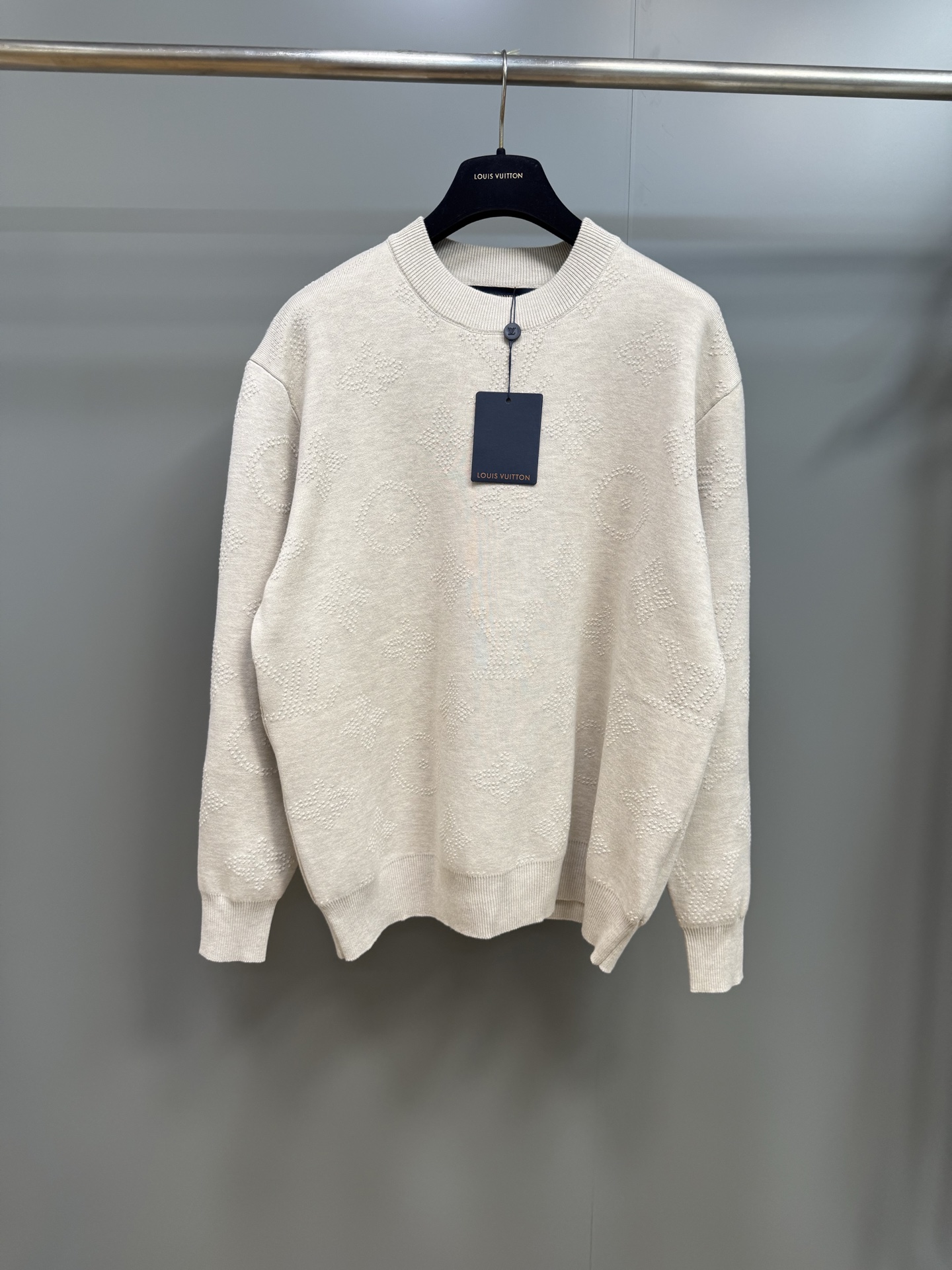 Louis Vuitton Safari Monogram Cotton Knit Sweater, Light Beige, Standard Fit 1 i1755606437123 7364 0 0
