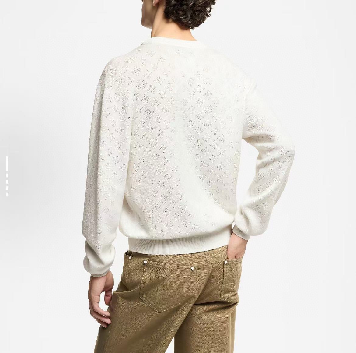Louis Vuitton White Cotton Knit Sweater with Monogram Pattern 3 i1755704692277 4854 0 4