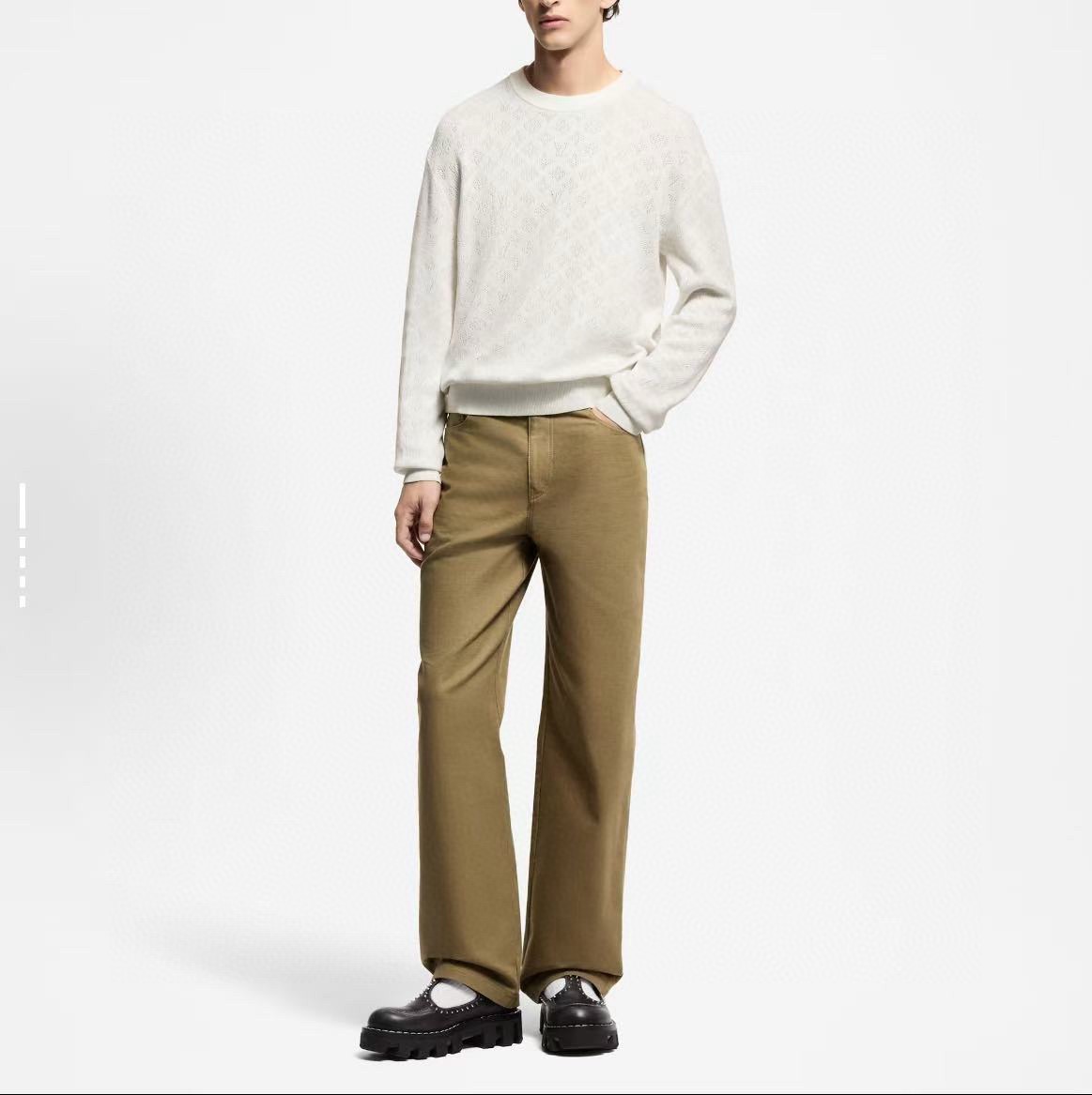 Louis Vuitton White Cotton Knit Sweater with Monogram Pattern 5 i1755704692277 9545 0 2
