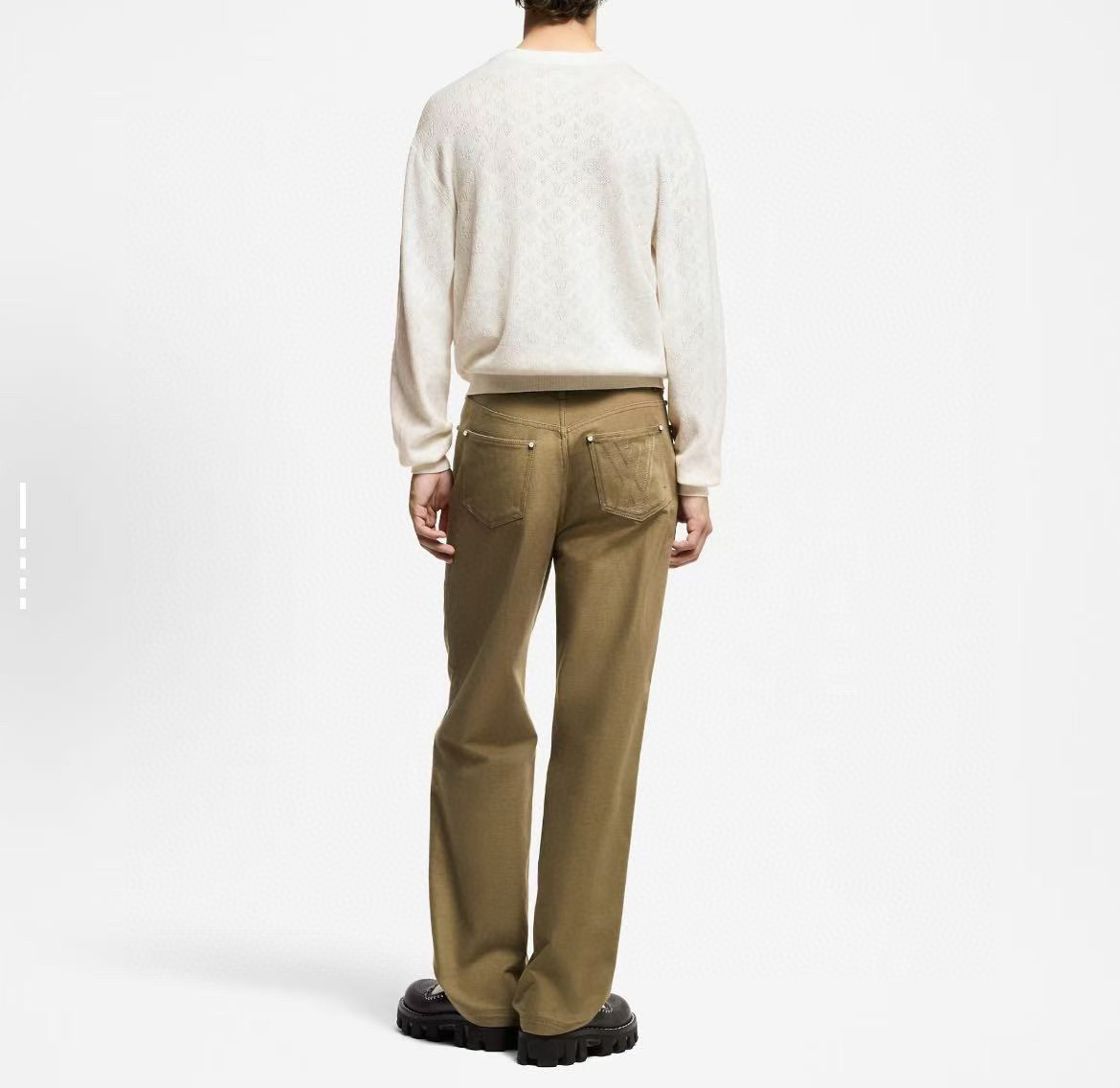 Louis Vuitton White Cotton Knit Sweater with Monogram Pattern 6 i1755704699959 8943 0 3