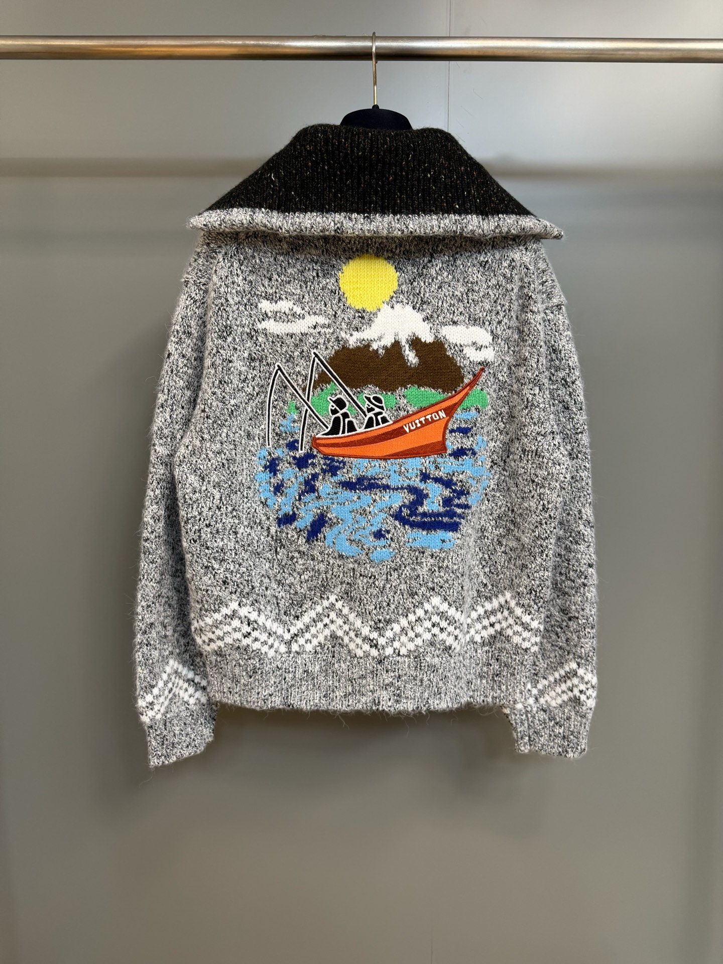 Louis Vuitton Wool Knit Jacket - Grey with Front Zip and Embellished Detail 2 i1757347461049 4472 0 1