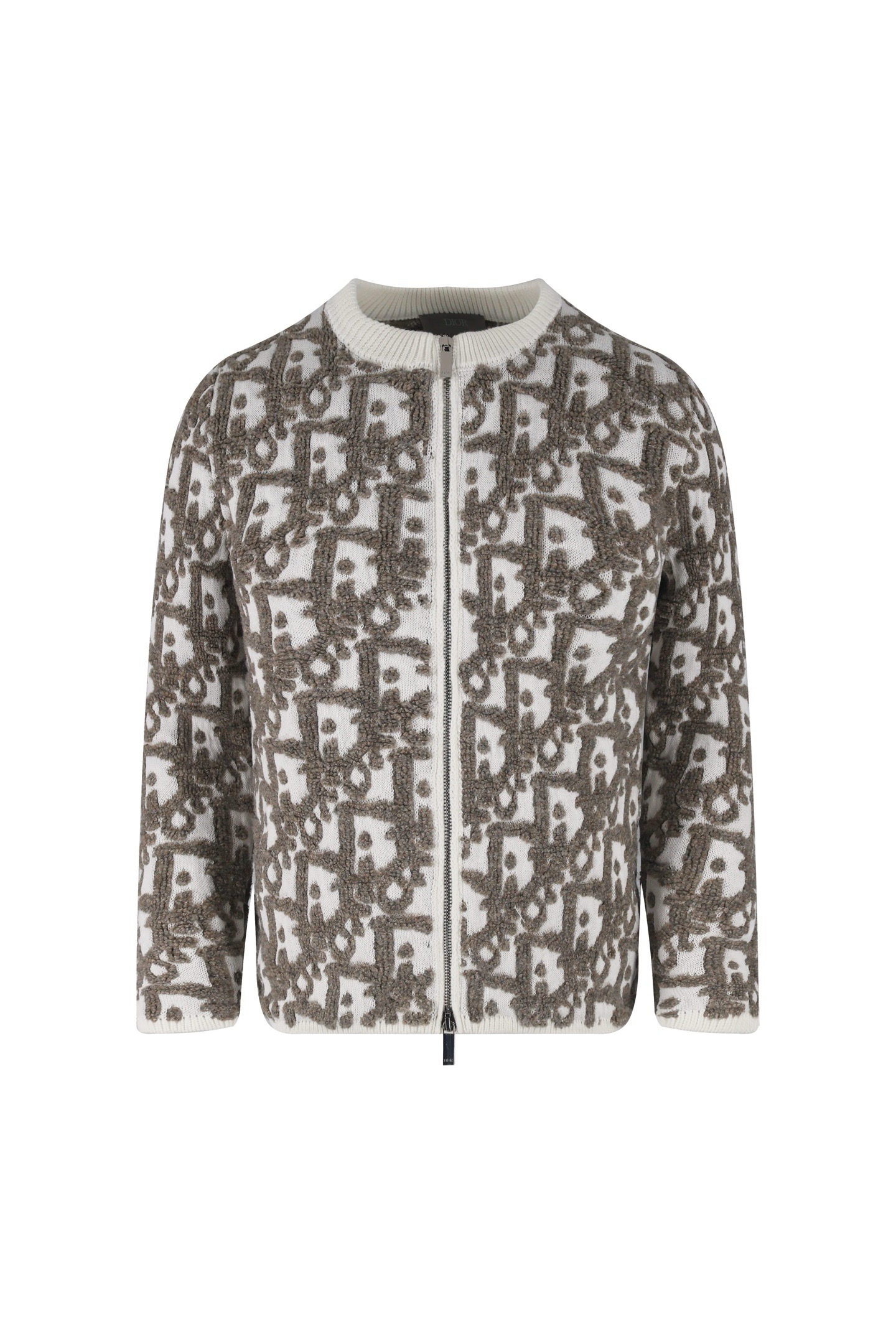Dior Oblique Jacquard Wool Cardigan with Zip Detail