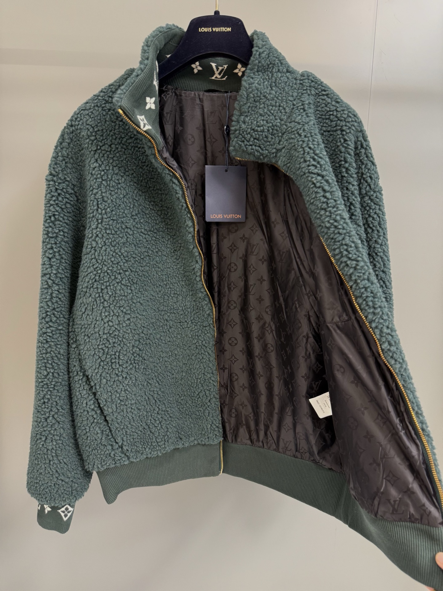 Louis Vuitton Teddy Jacket Coat with Monogram Jacquard and Logo Patch 4 i1759852537732 3936 0 2